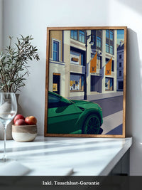 Grüner Sportwagen Luxus Straße