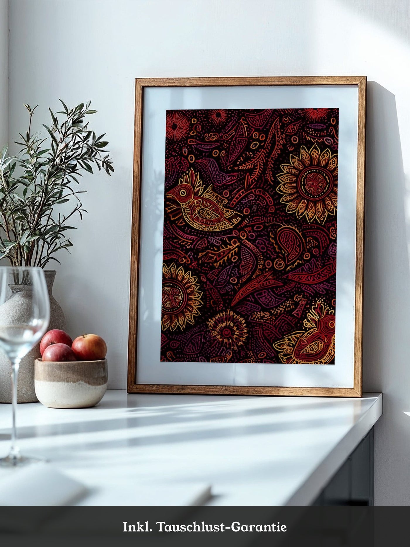 Vogel und Sonnenblumen Ethno-Stil