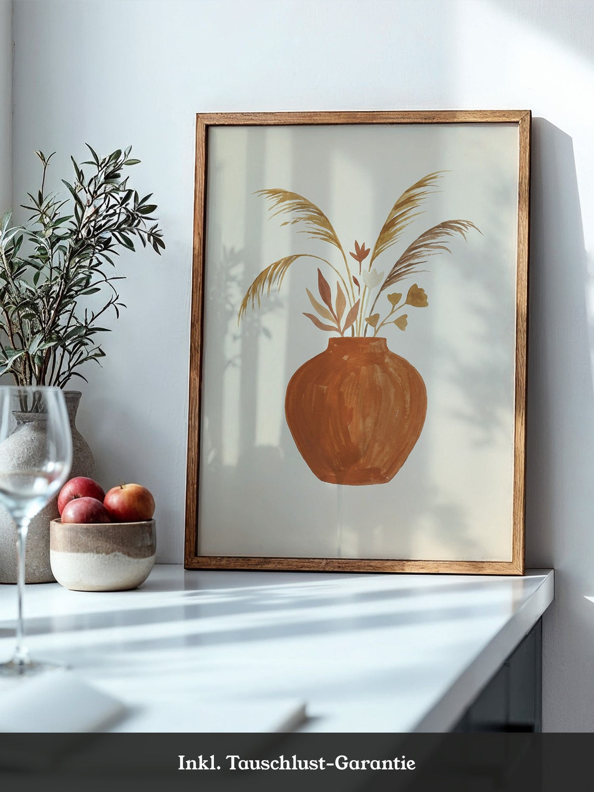 Trockenblumen Erdton Vase