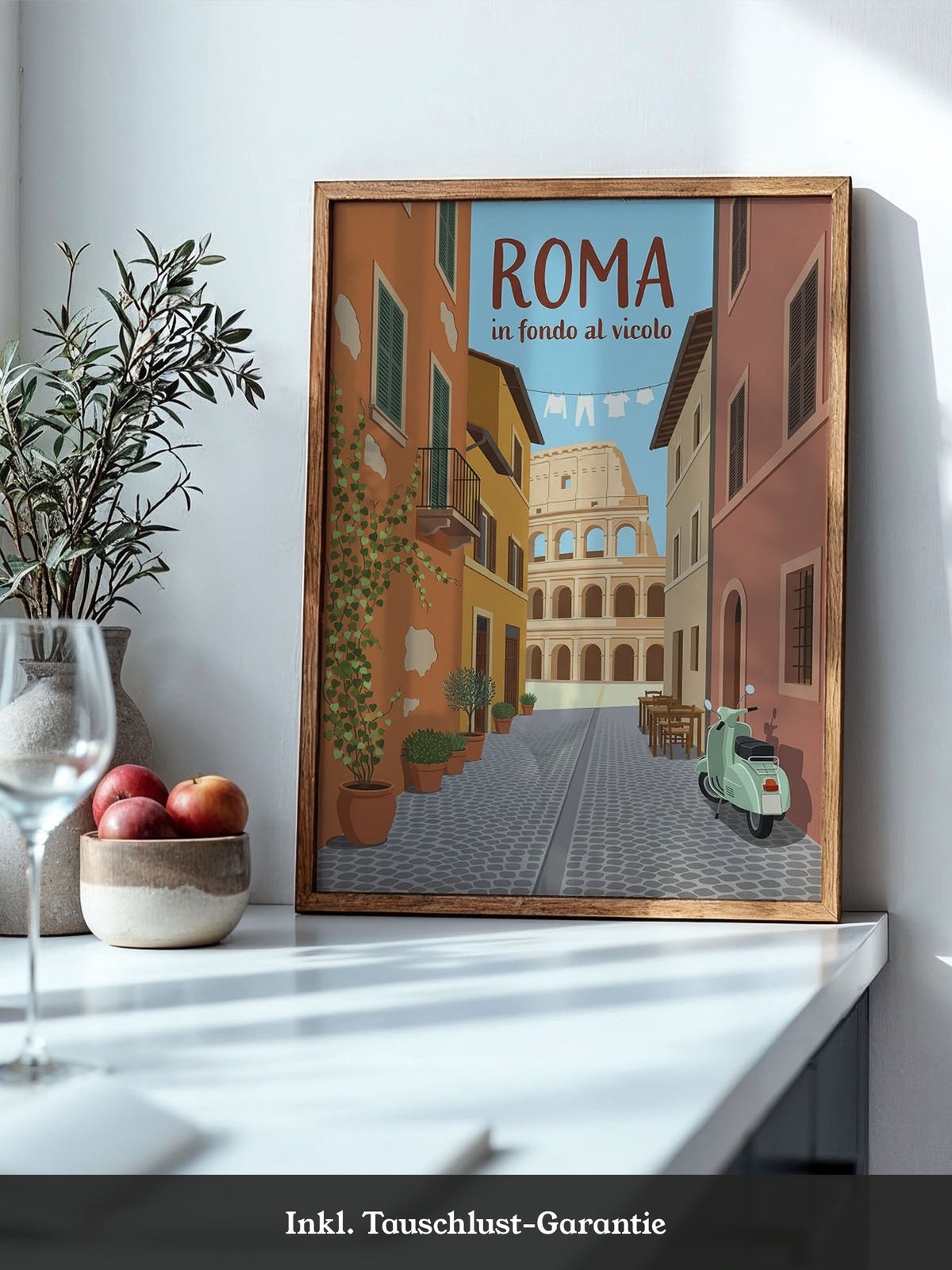 Roma Gasse Vespa Illustration