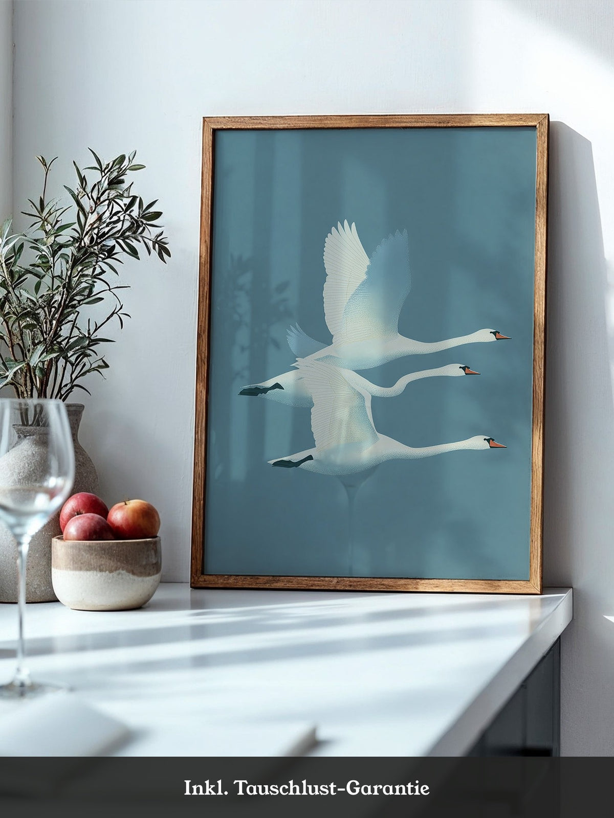 Schwäne Flug sanfte Farbtöne