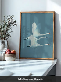 Schwäne Flug sanfte Farbtöne