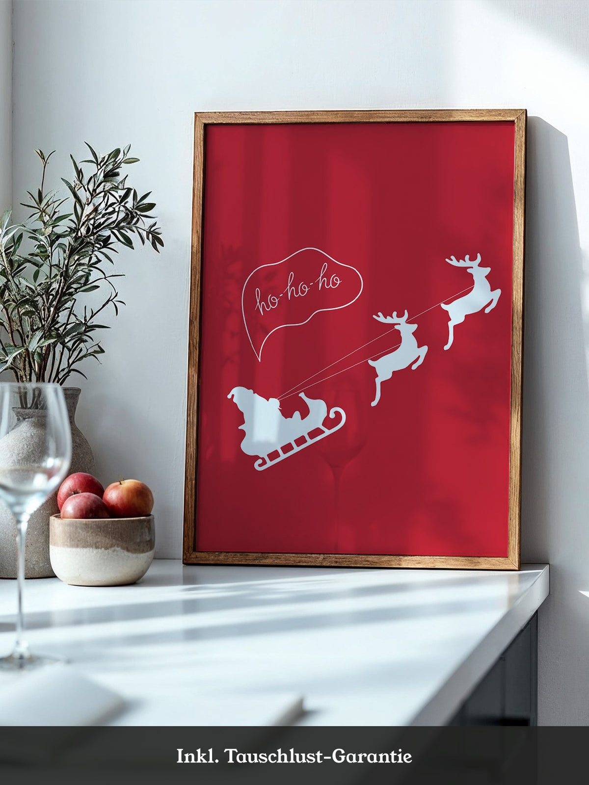 Weihnachtsmann Rentierschlitten Rot