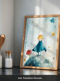 Kleiner Prinz Aquarell träumerisch