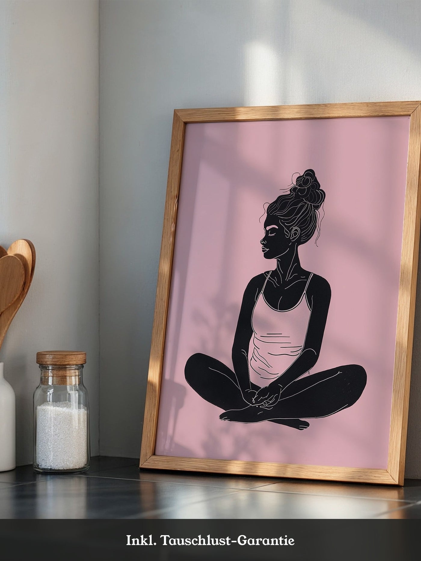 Sitzende Frau Silhouette Rosa