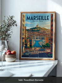 Marseille Hafen Retro Panorama