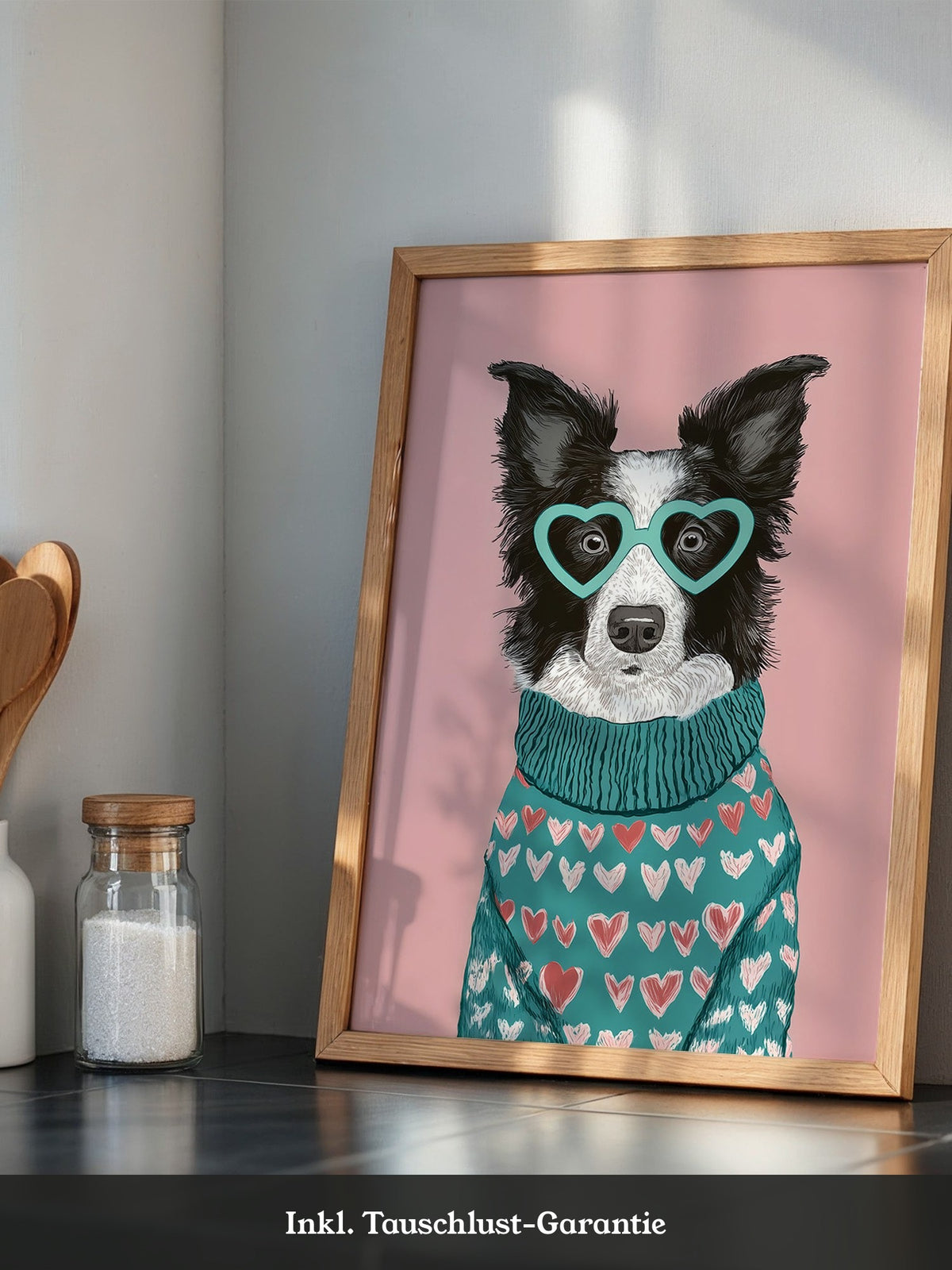 Hund Herzbrille Turtleneck