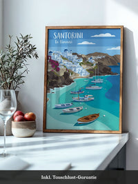 Santorini Bucht Illustration Boote