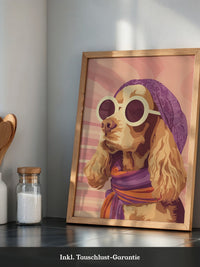 Hund mit Sonnenbrille Retro-Look