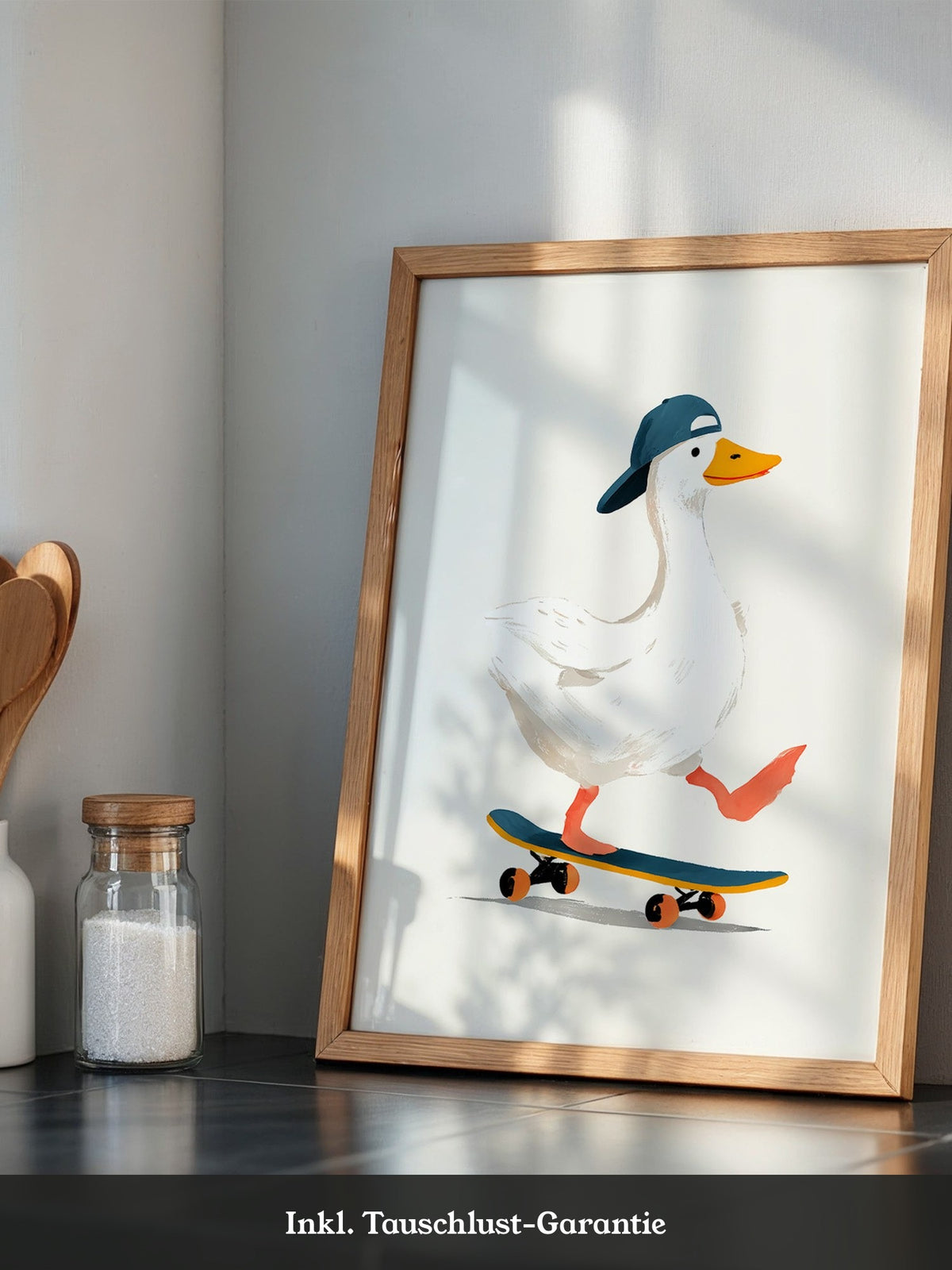 Ente Skateboard Mütze Illustration