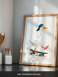 Ente Skateboard Mütze Illustration