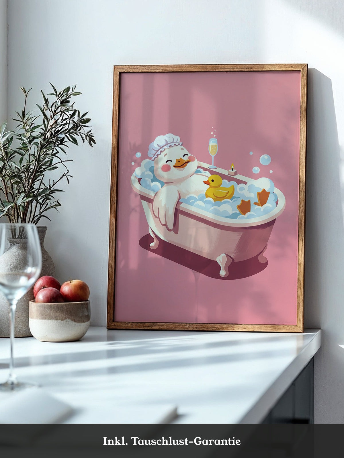 Badende Ente mit Sekt Rosa