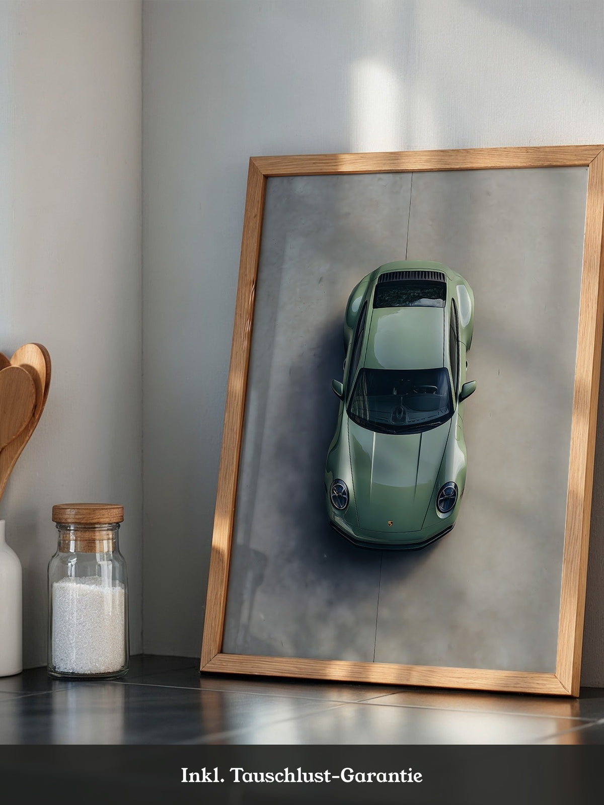 Grüner Porsche Draufsicht