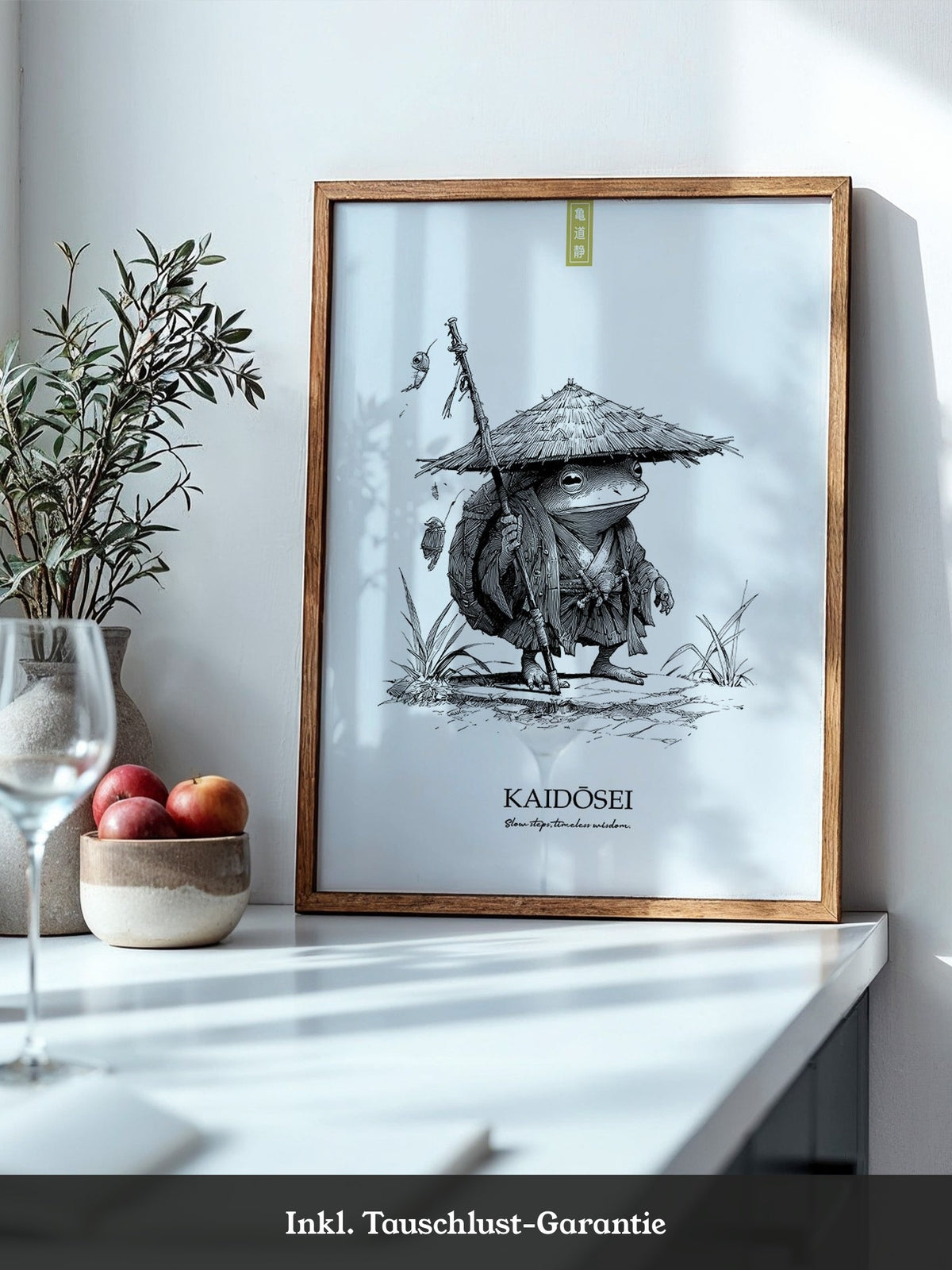 Frosch Samurai Linie Kunst