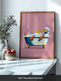 Ente Schaumbad Rosa Hintergrund