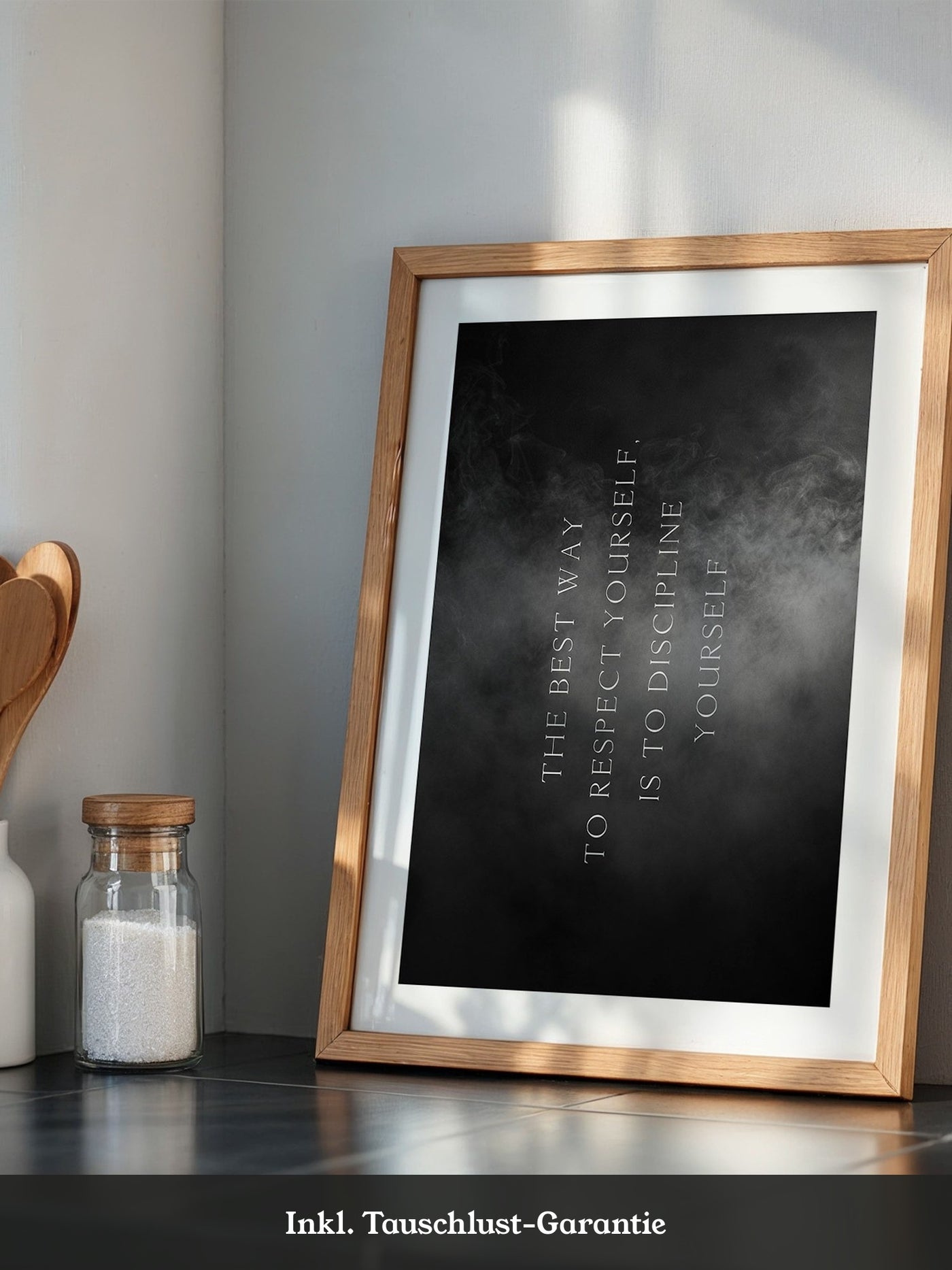 Motivation Spruch Nebeloptik Schwarz
