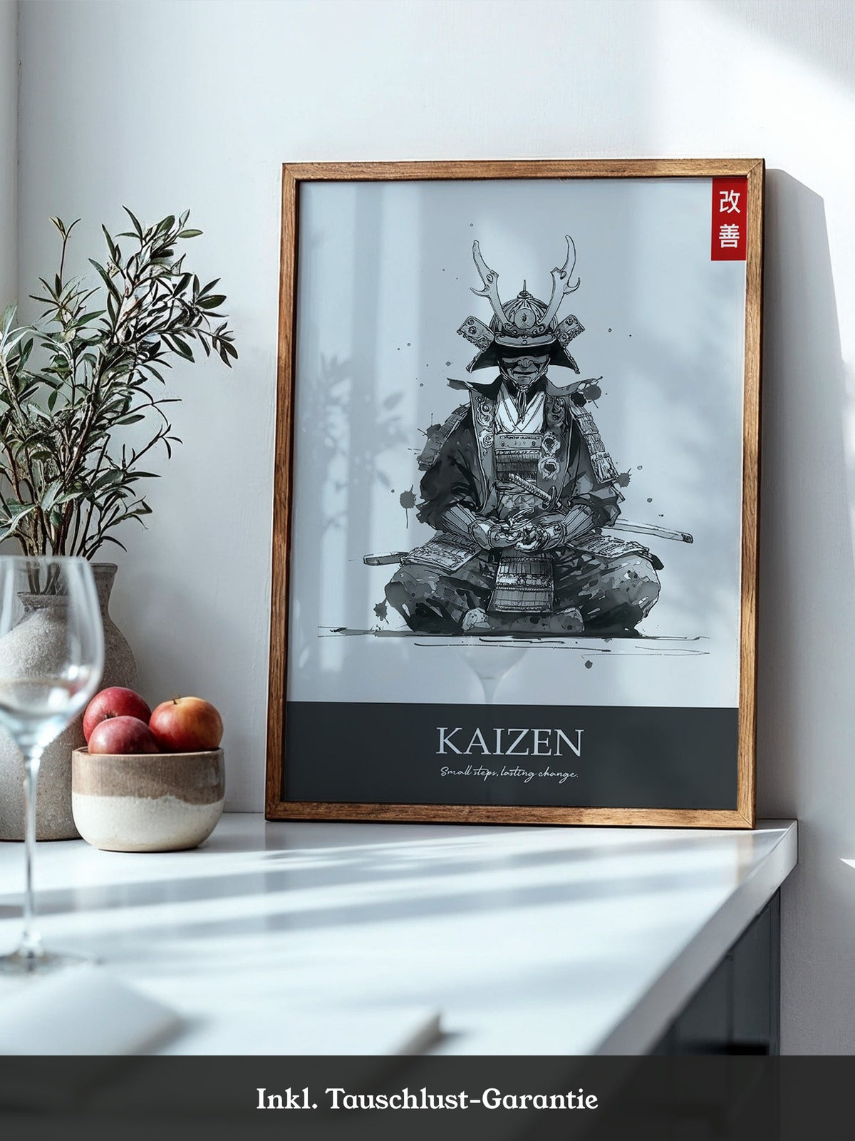 Samurai Meditation Tuschezeichnung