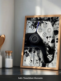 Controller Tinte Spritzer Schwarzweiß