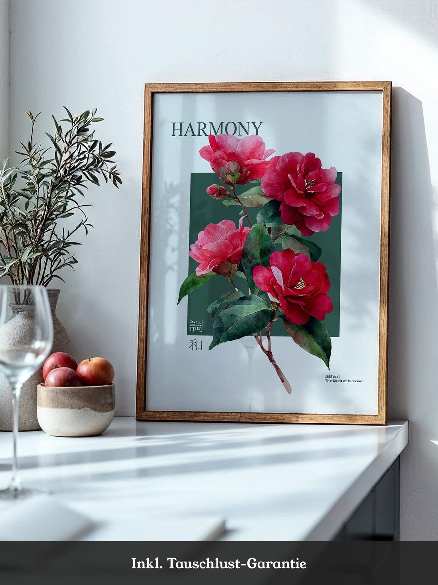 Rote Kamelien Aquarell Stil