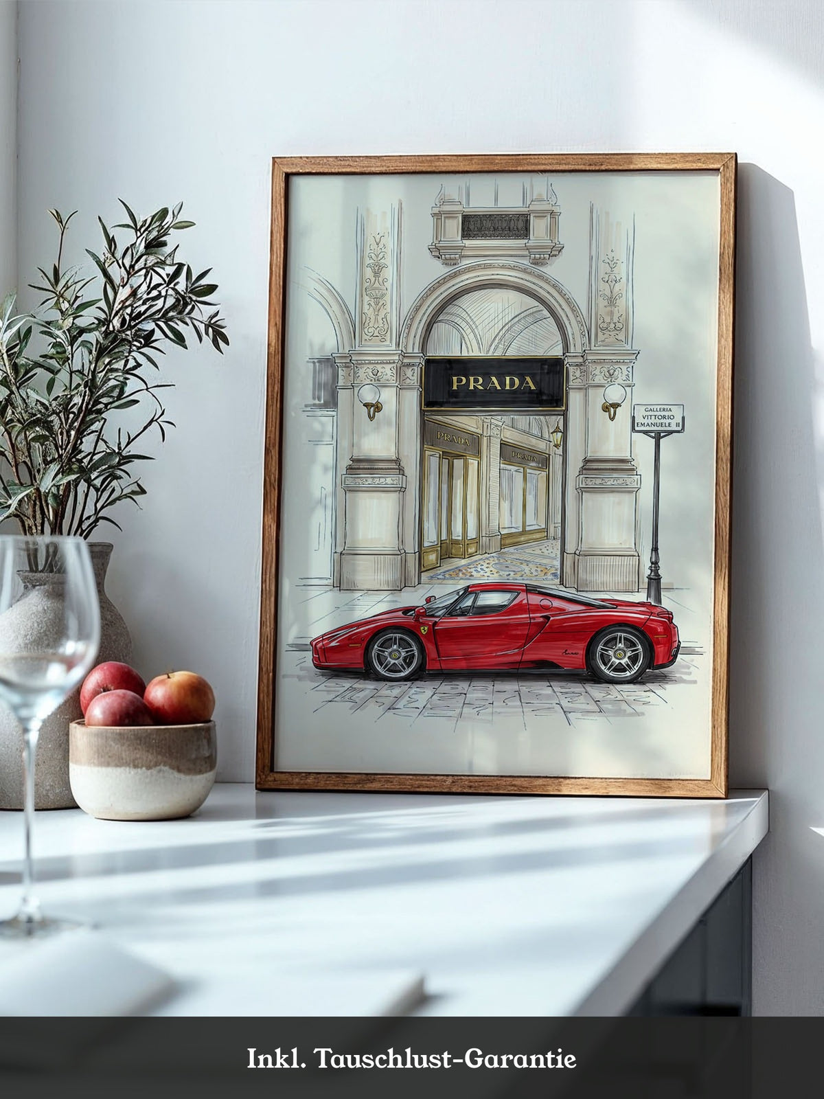 Roter Sportwagen Architektur