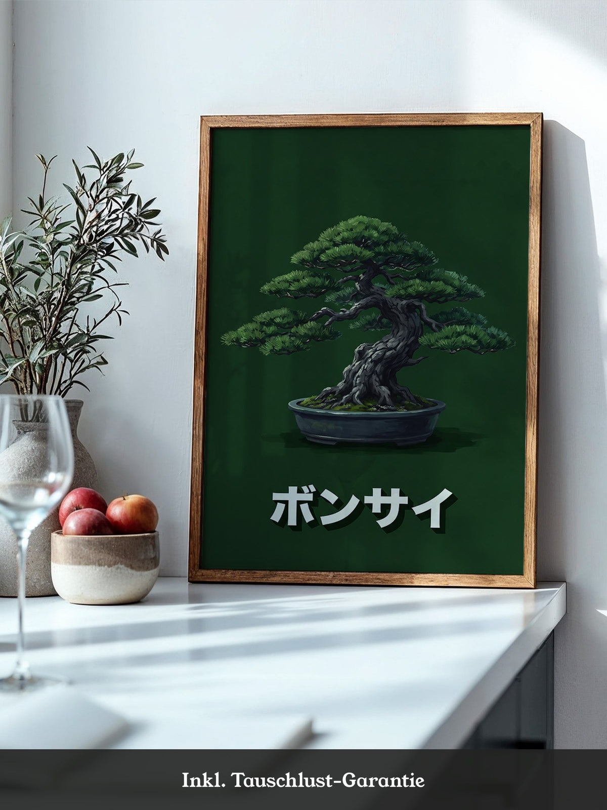 Bonsai mit grünem Hintergrund