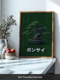 Bonsai mit grünem Hintergrund