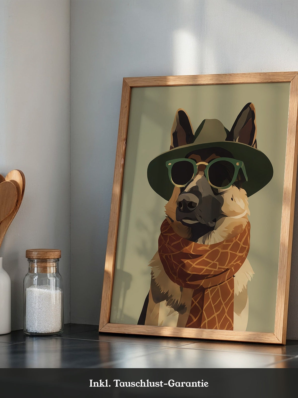 Hund mit Hut und Sonnenbrille