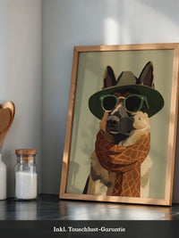 Hund mit Hut und Sonnenbrille