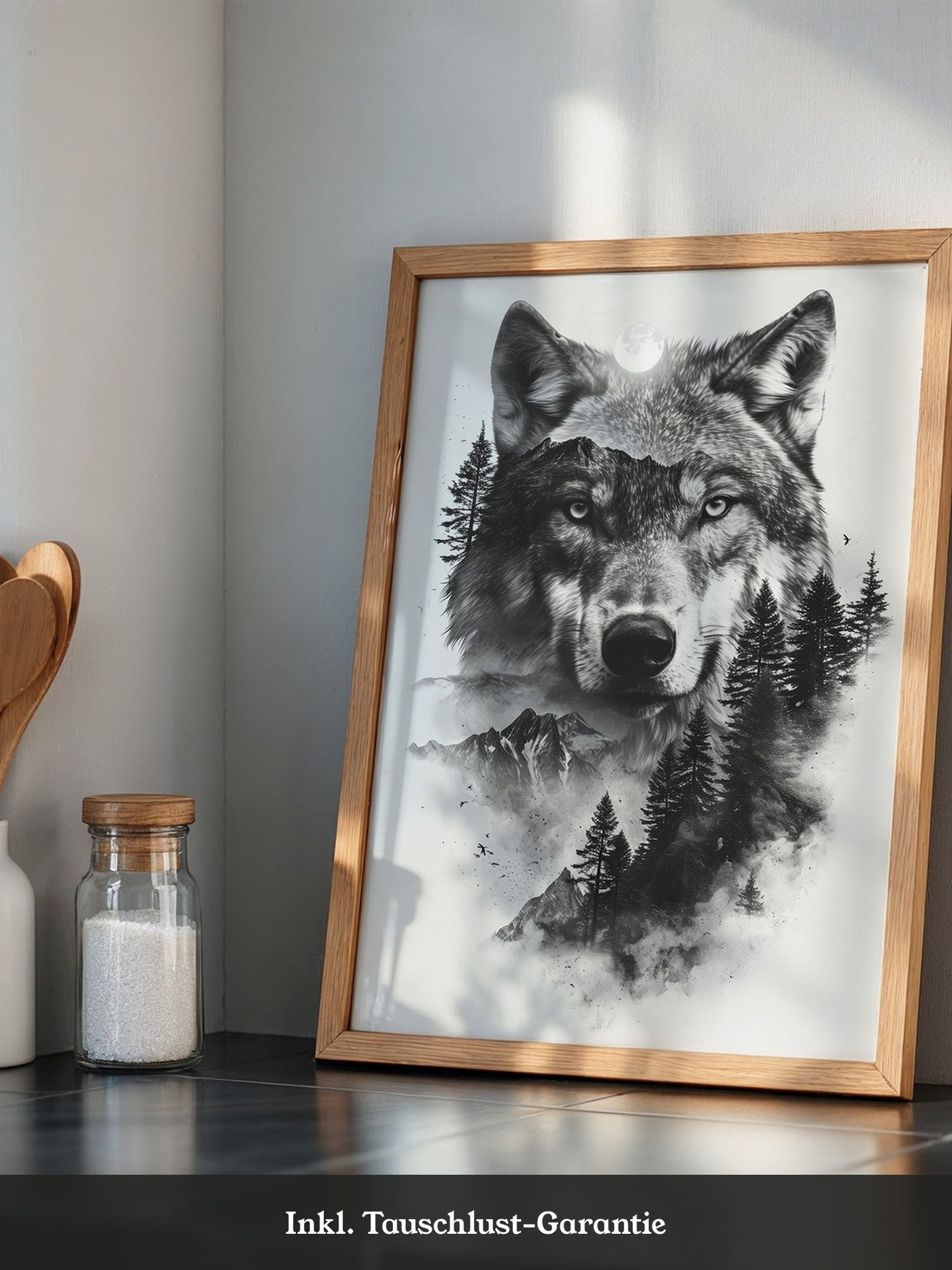 Wolf Natur Schwarz-Weiß Collage