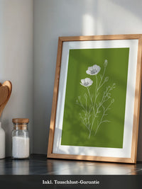 Blumenzeichnung grün kontrastreich
