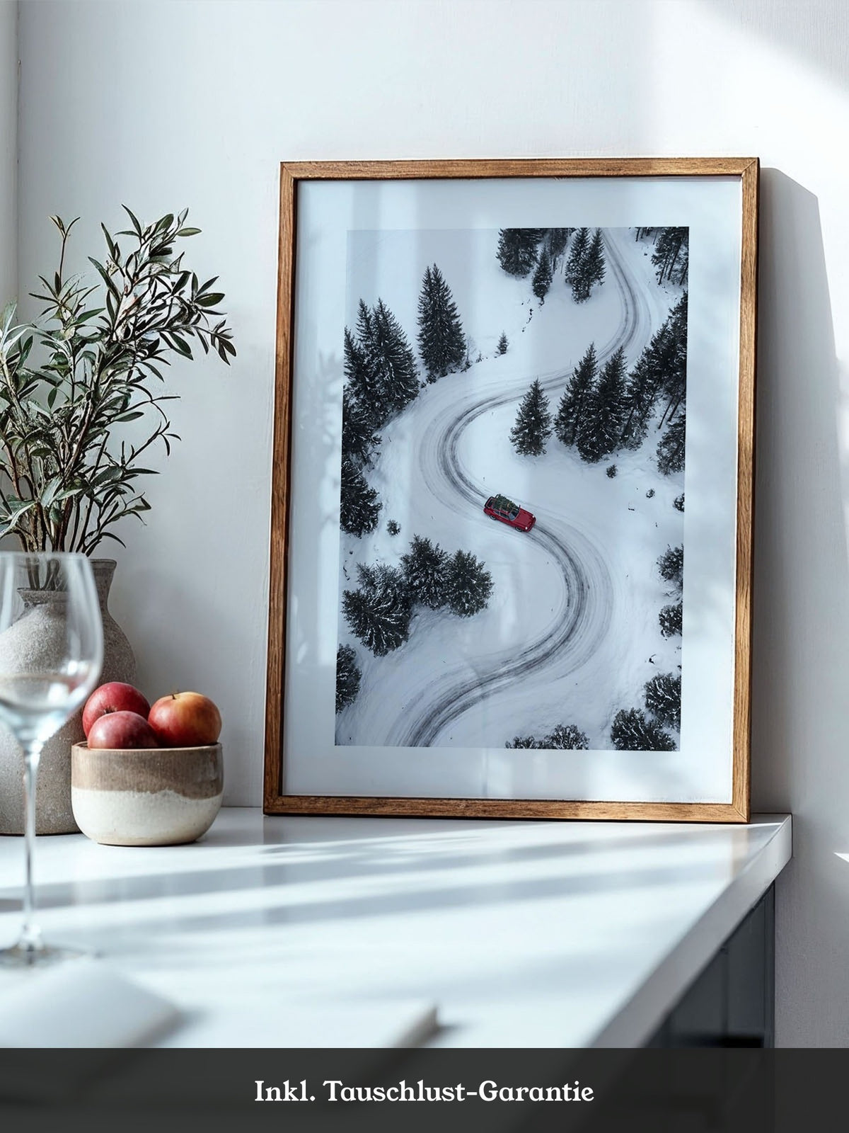 Auto S-Kurve Winterlandschaft