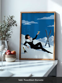 Champagner Skifahrerin Retro