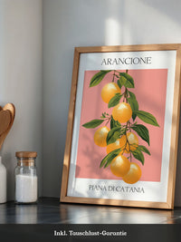 Orangen Zweig Pastellhintergrund