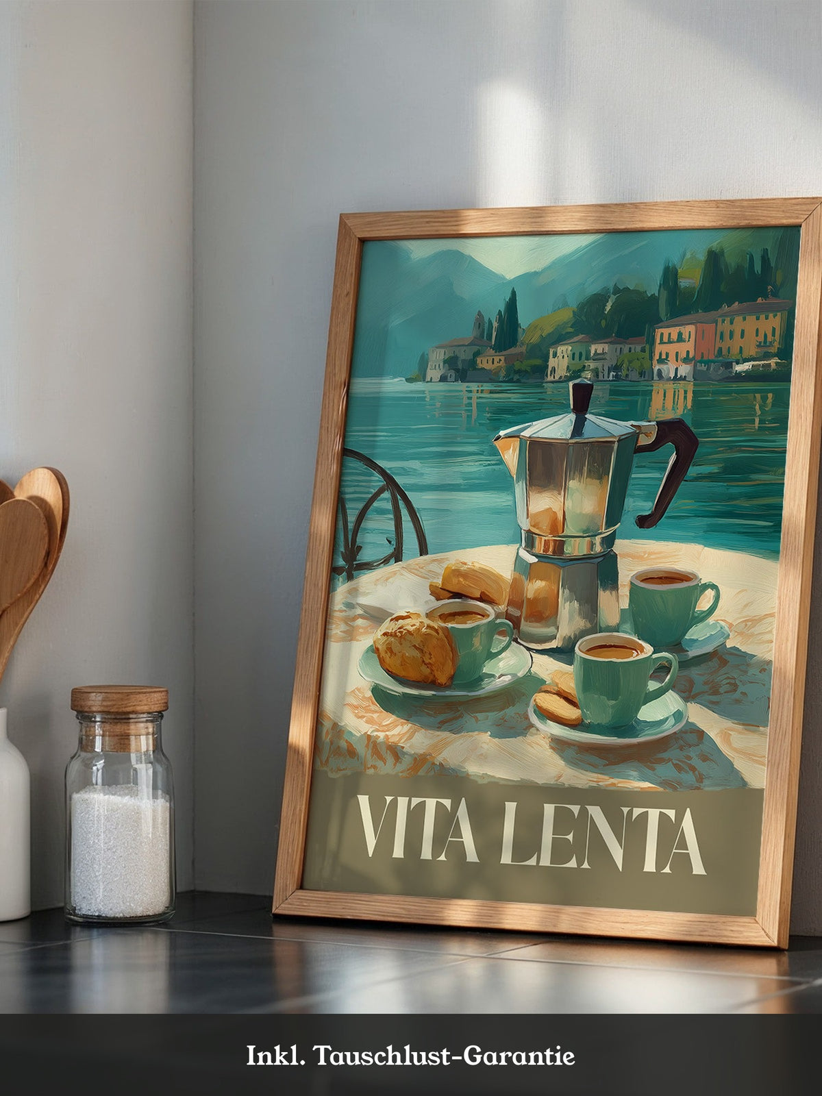 Kaffeekanne Seeufer Malerei