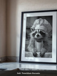 Waschbär Koch Mütze Schwarzweiß