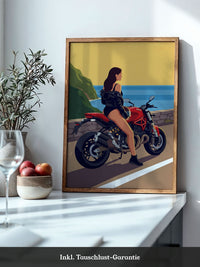 Motorrad Küste Frau Illustration