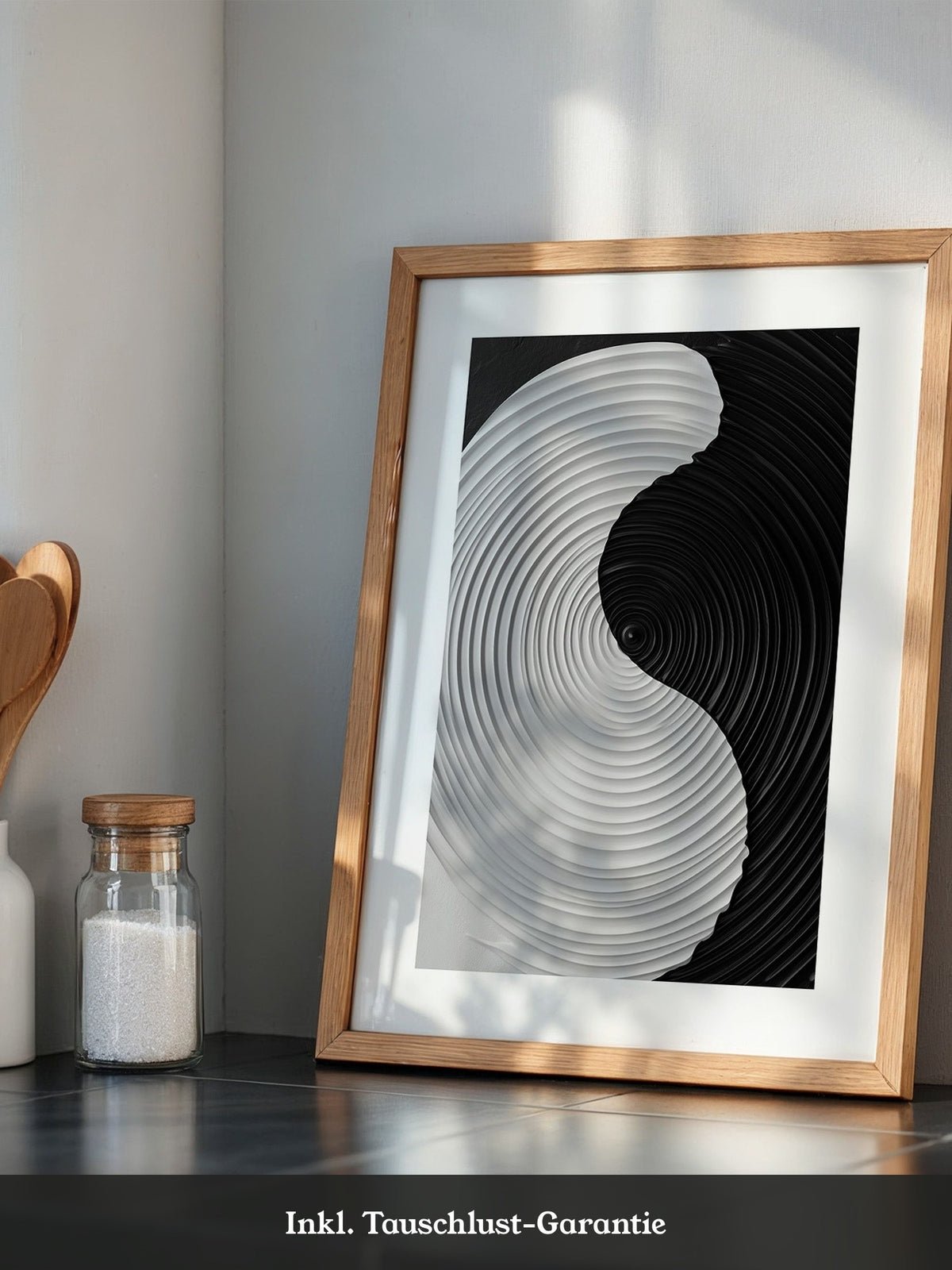 Yin Yang Wellen schwarz weiß