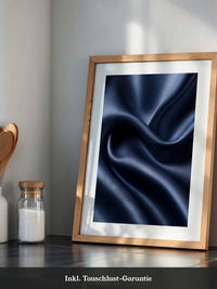 Satin Stoff Wellen Nachtblau