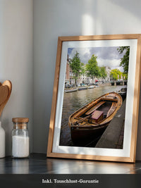 Holzboot Kanalansicht Amsterdam