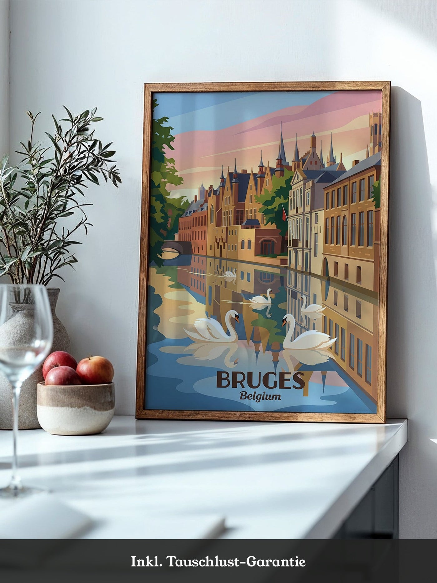 Brügge Grachten Schwäne Retro