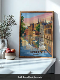 Brügge Grachten Schwäne Retro