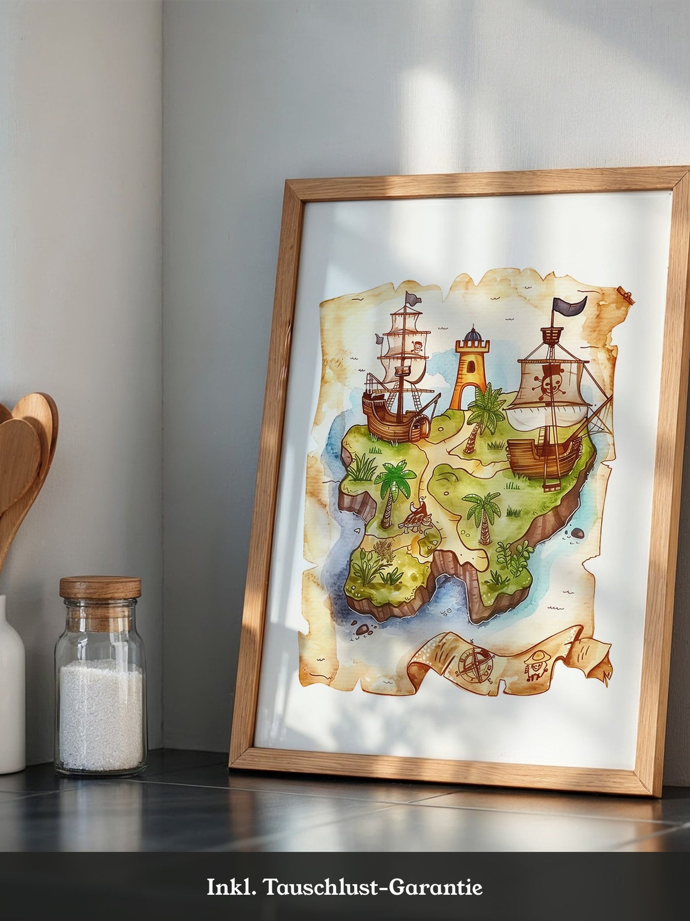 Pirateninsel Karte Aquarell
