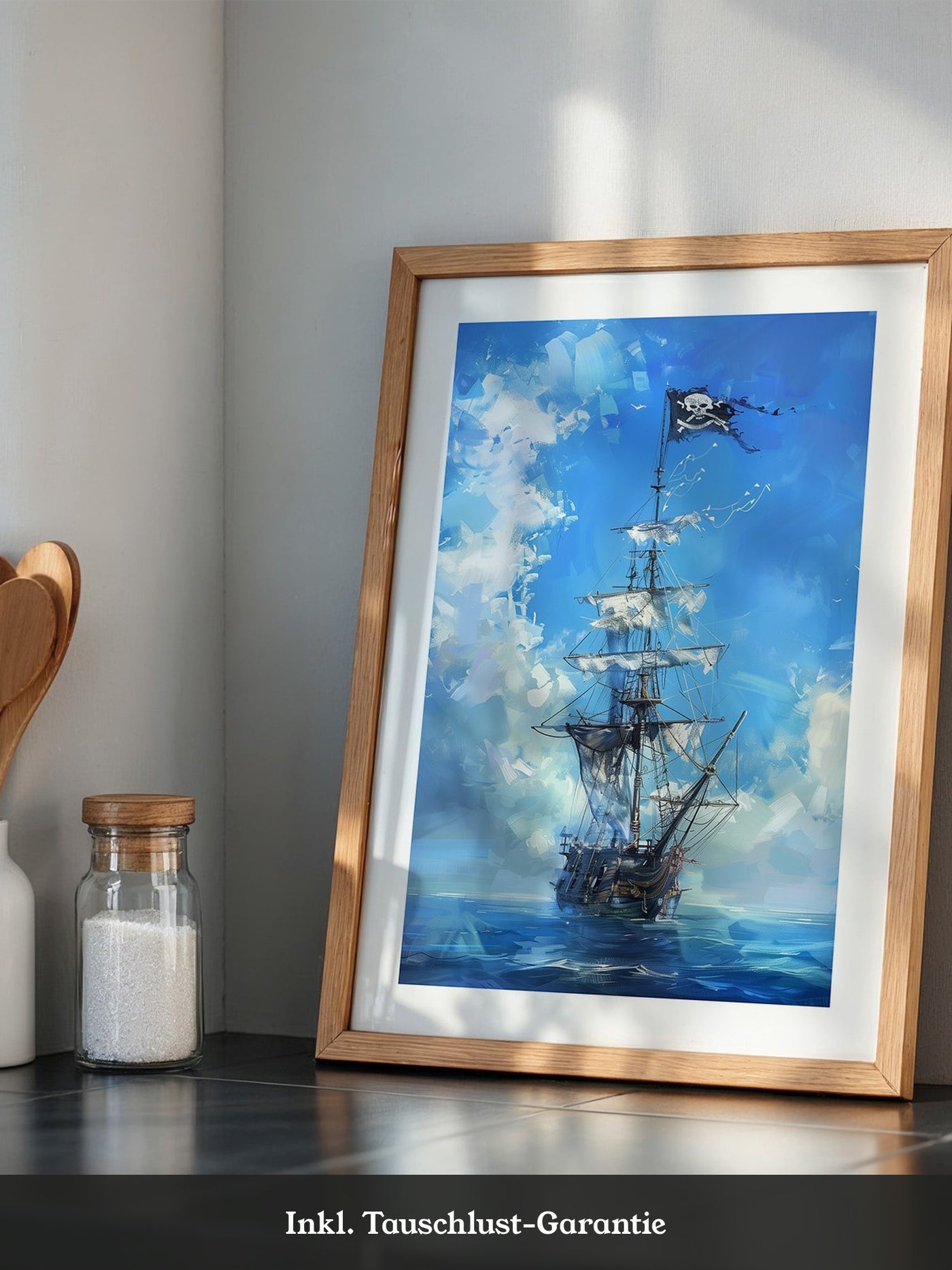 Piraten-Schiff blaue Malerei