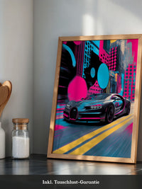 Sportwagen Neonfarben Stadt