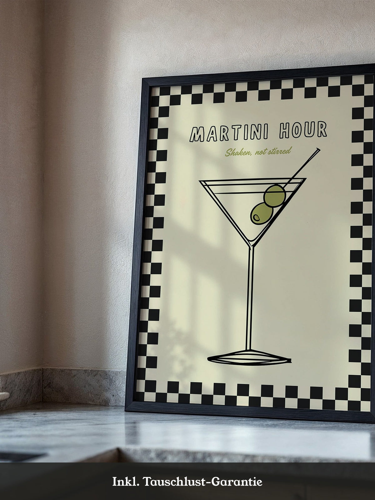 Martiniglas Oliven Retro-Muster
