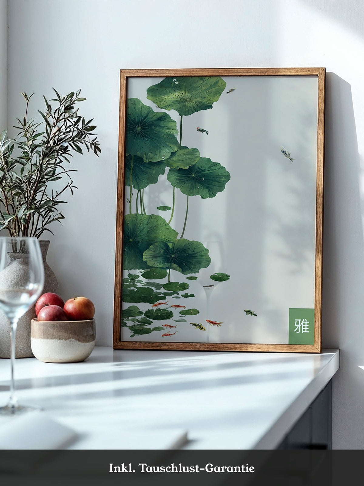 Seerosen und Koi minimalistisch
