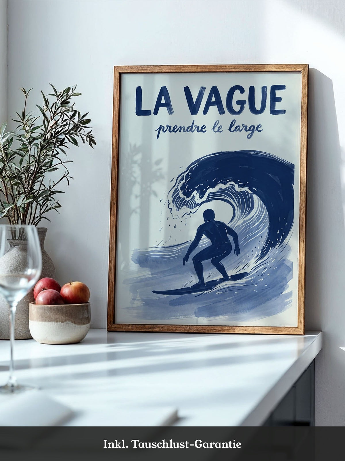 Surfer Welle Blau Kunstdruck