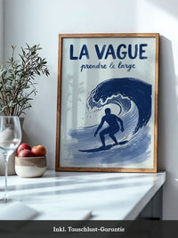 Surfer Welle Blau Kunstdruck