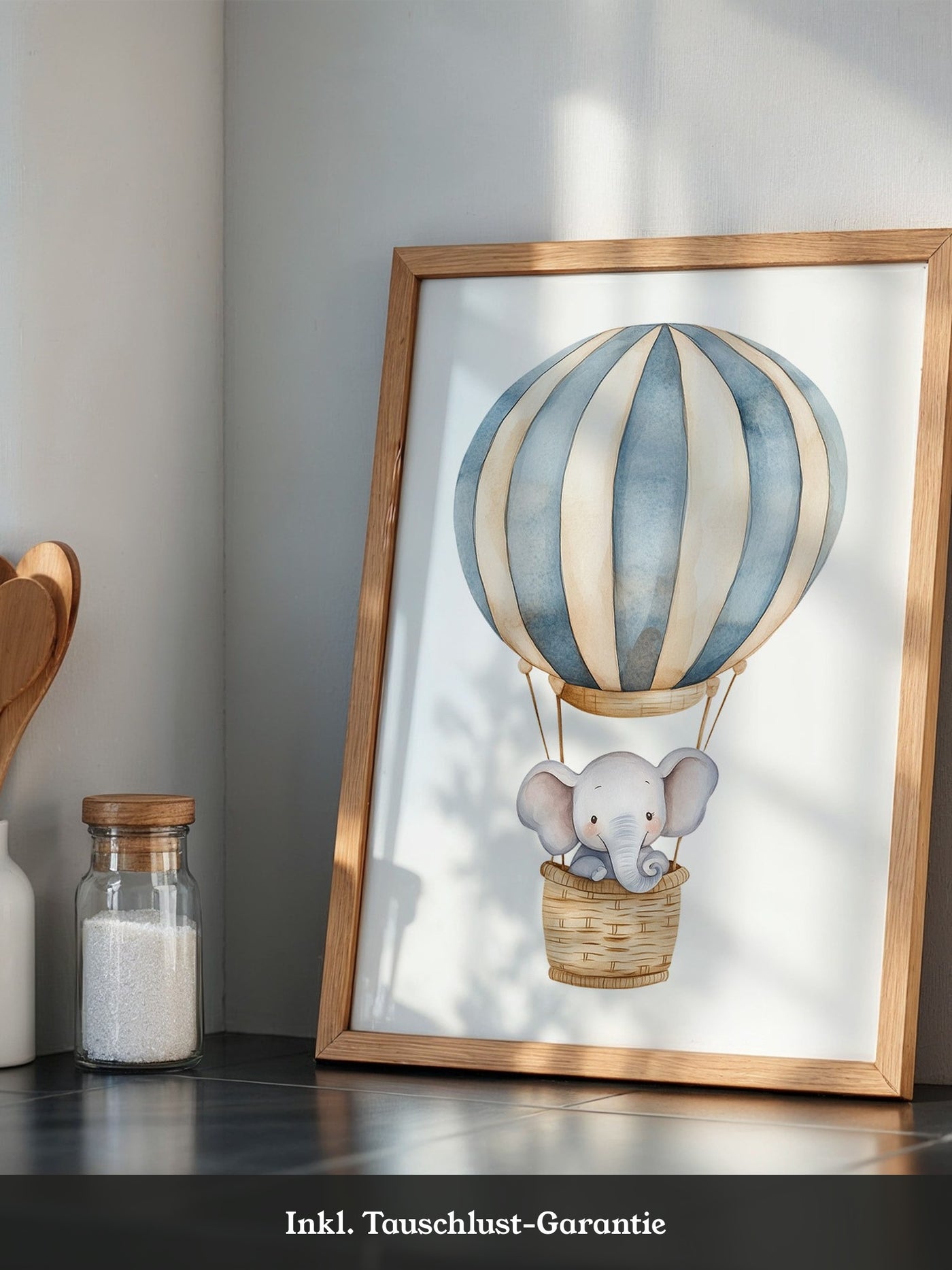 Elefant Heißluftballon Pastell