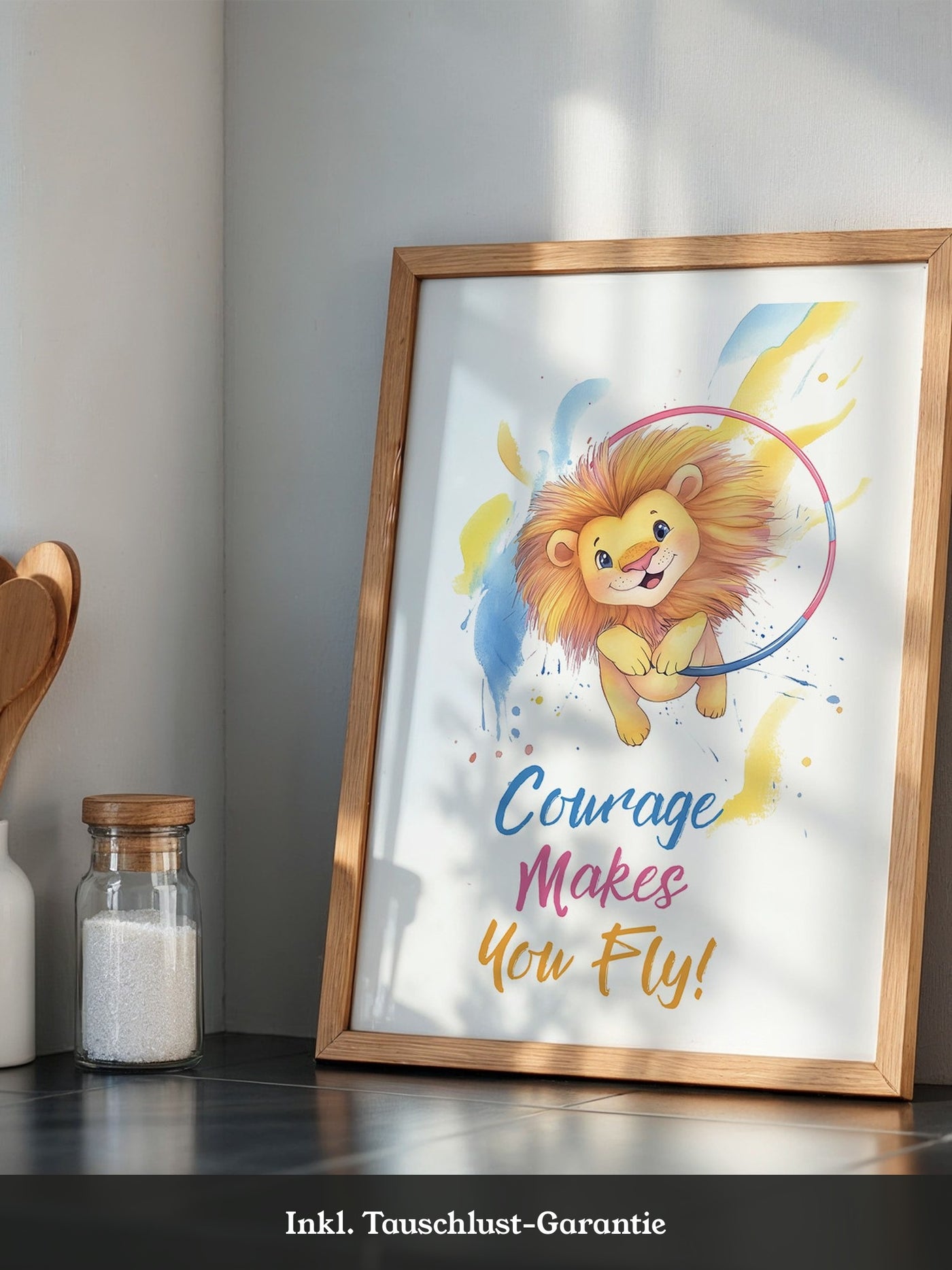 Löwenbaby Aquarell Lebensfreude